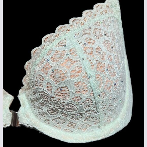 Victorias Secret Dream Angels Unlined Demi Rhinestone Embellished Lace bra mint - Picture 3 of 6